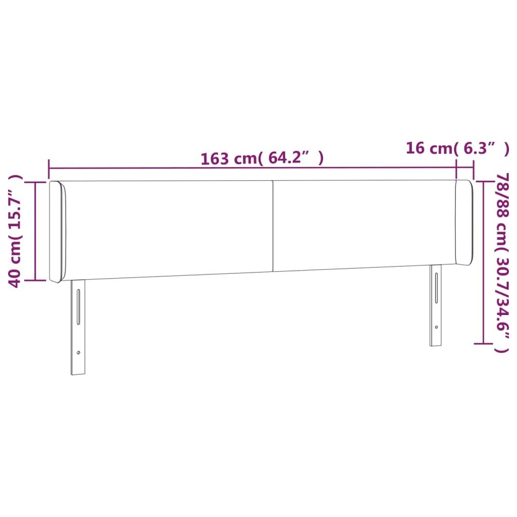 Galvūgalis su LED, tamsiai pilkas, 163x16x78/88cm, aksomas