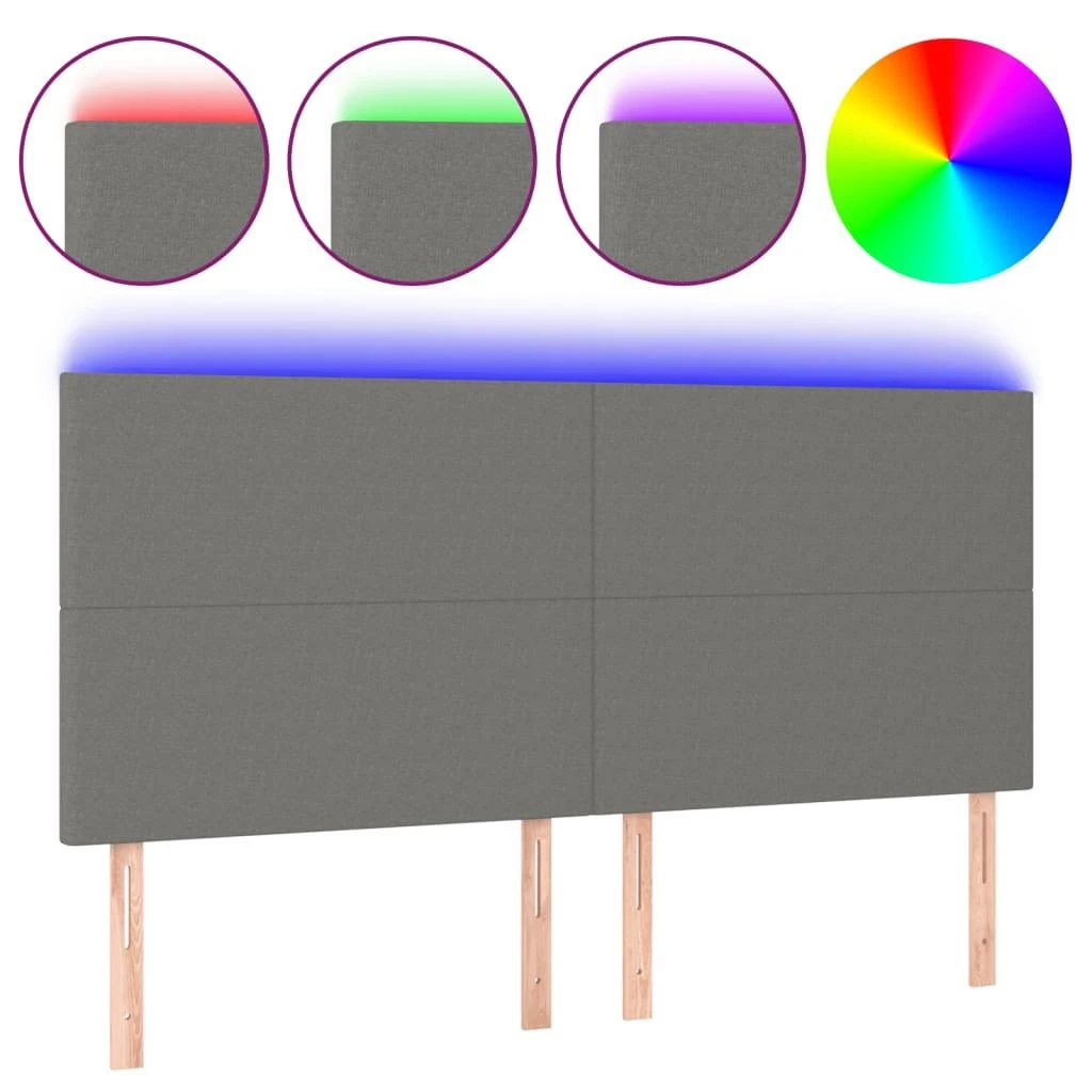 Galvūgalis su LED, tamsiai pilkas, 180x5x118/128cm, audinys