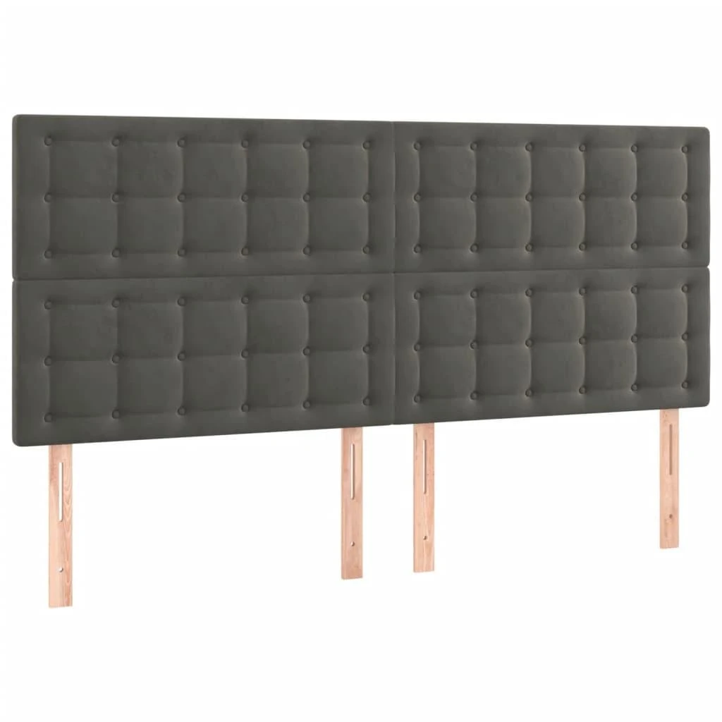 Galvūgalis su LED, tamsiai pilkas, 180x5x118/128cm, aksomas