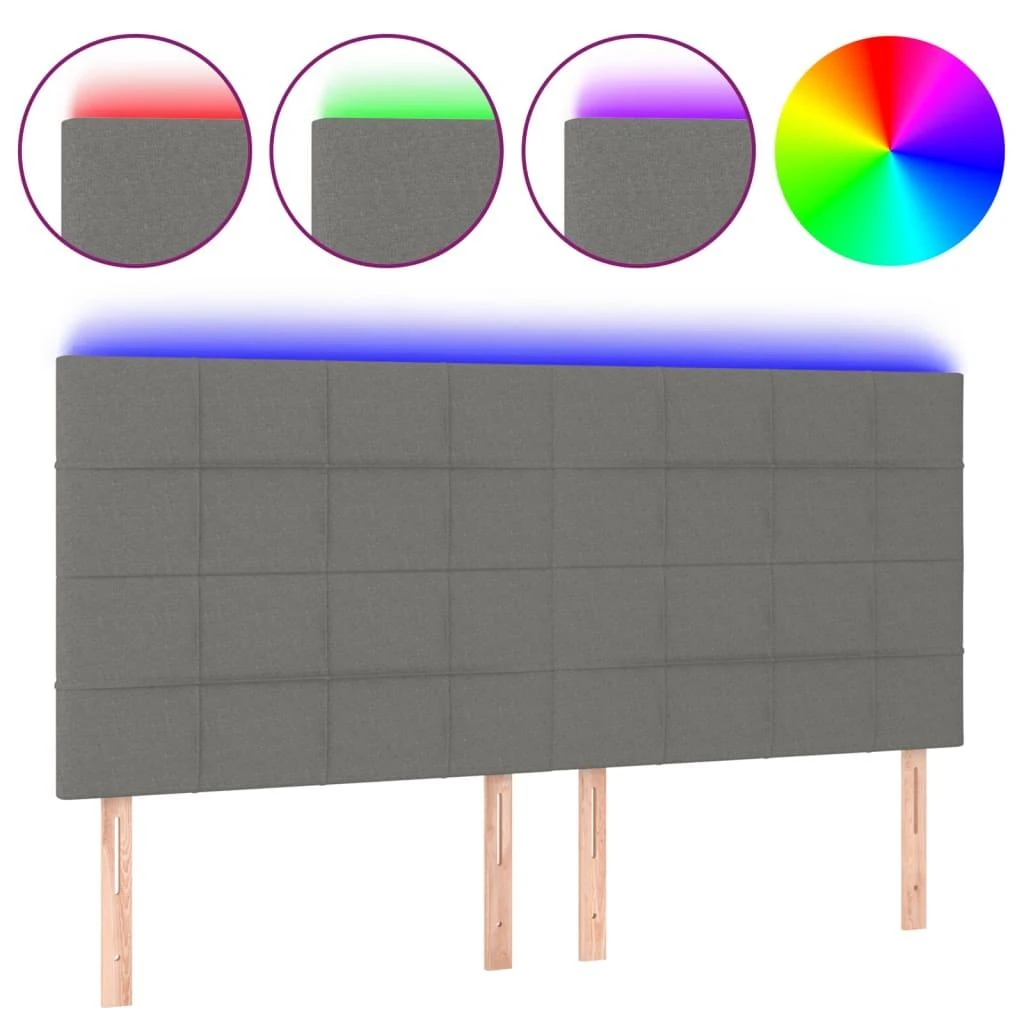 Galvūgalis su LED, tamsiai pilkas, 180x5x118/128cm, audinys