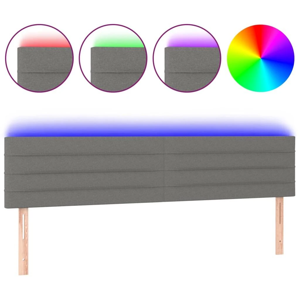 Galvūgalis su LED, tamsiai pilkas, 180x5x78/88cm, audinys