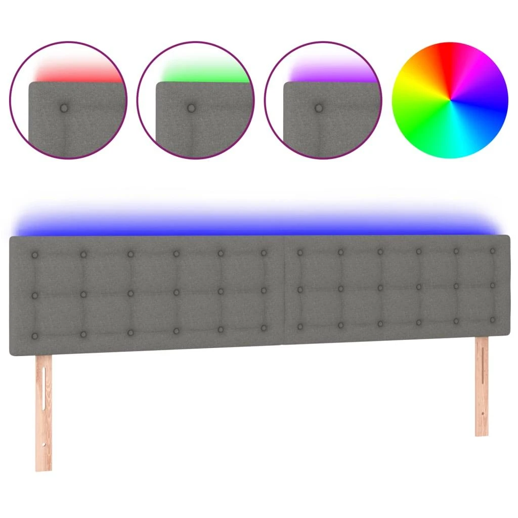 Galvūgalis su LED, tamsiai pilkas, 180x5x78/88cm, audinys