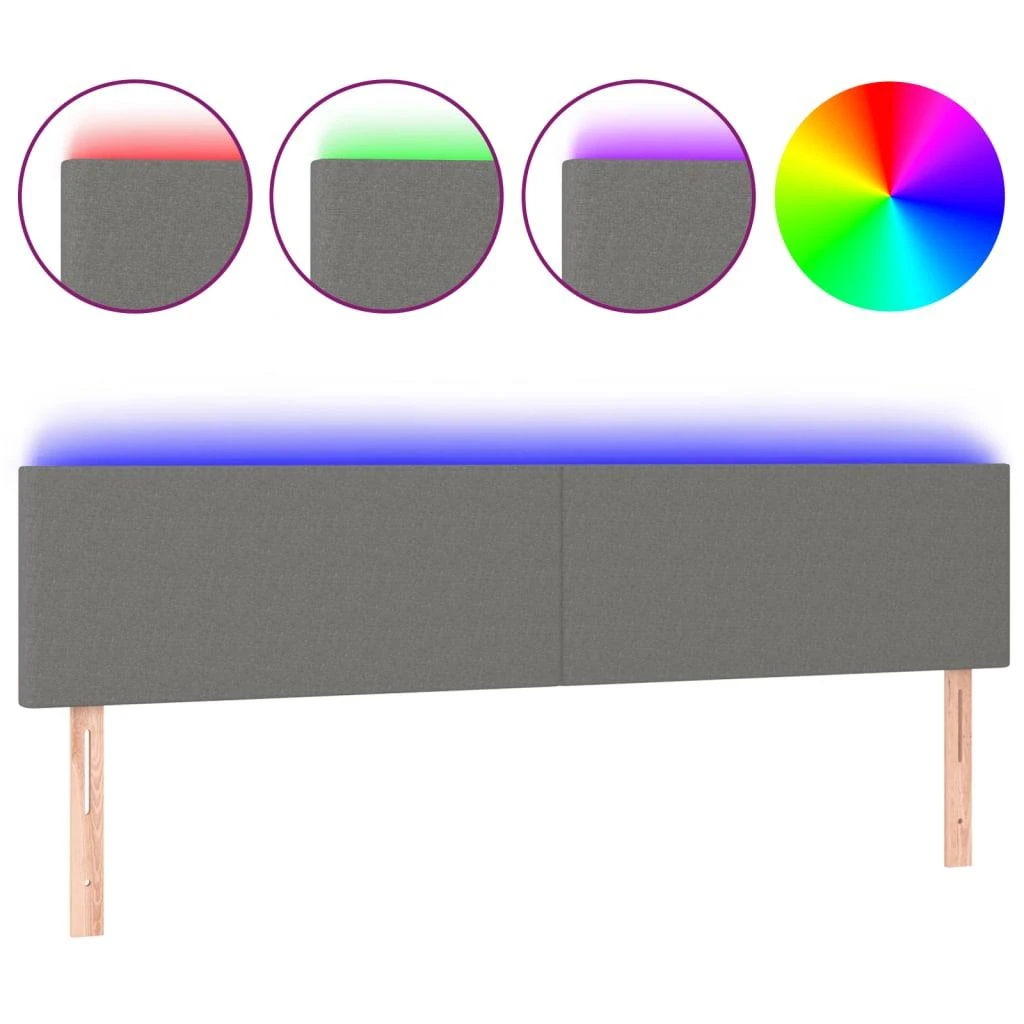 Galvūgalis su LED, tamsiai pilkas, 180x5x78/88cm, audinys