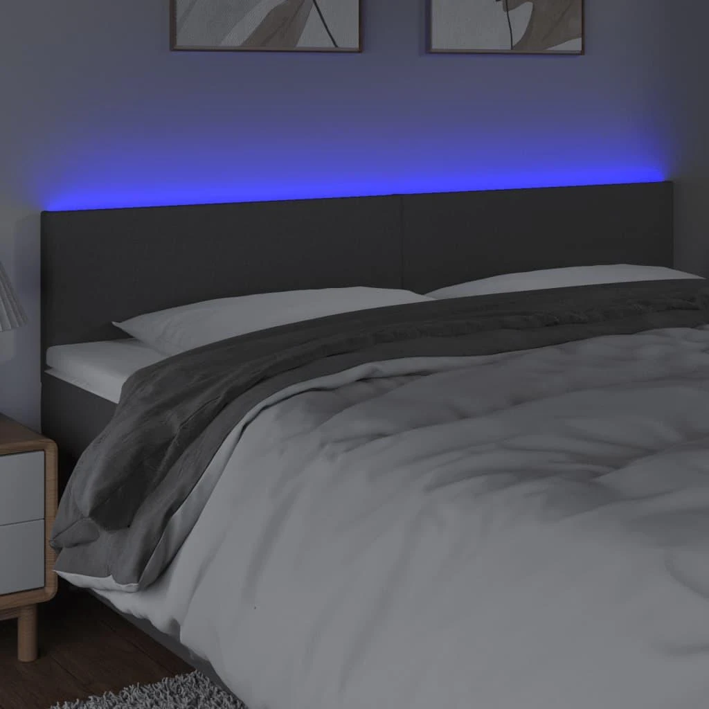 Galvūgalis su LED, tamsiai pilkas, 180x5x78/88cm, audinys