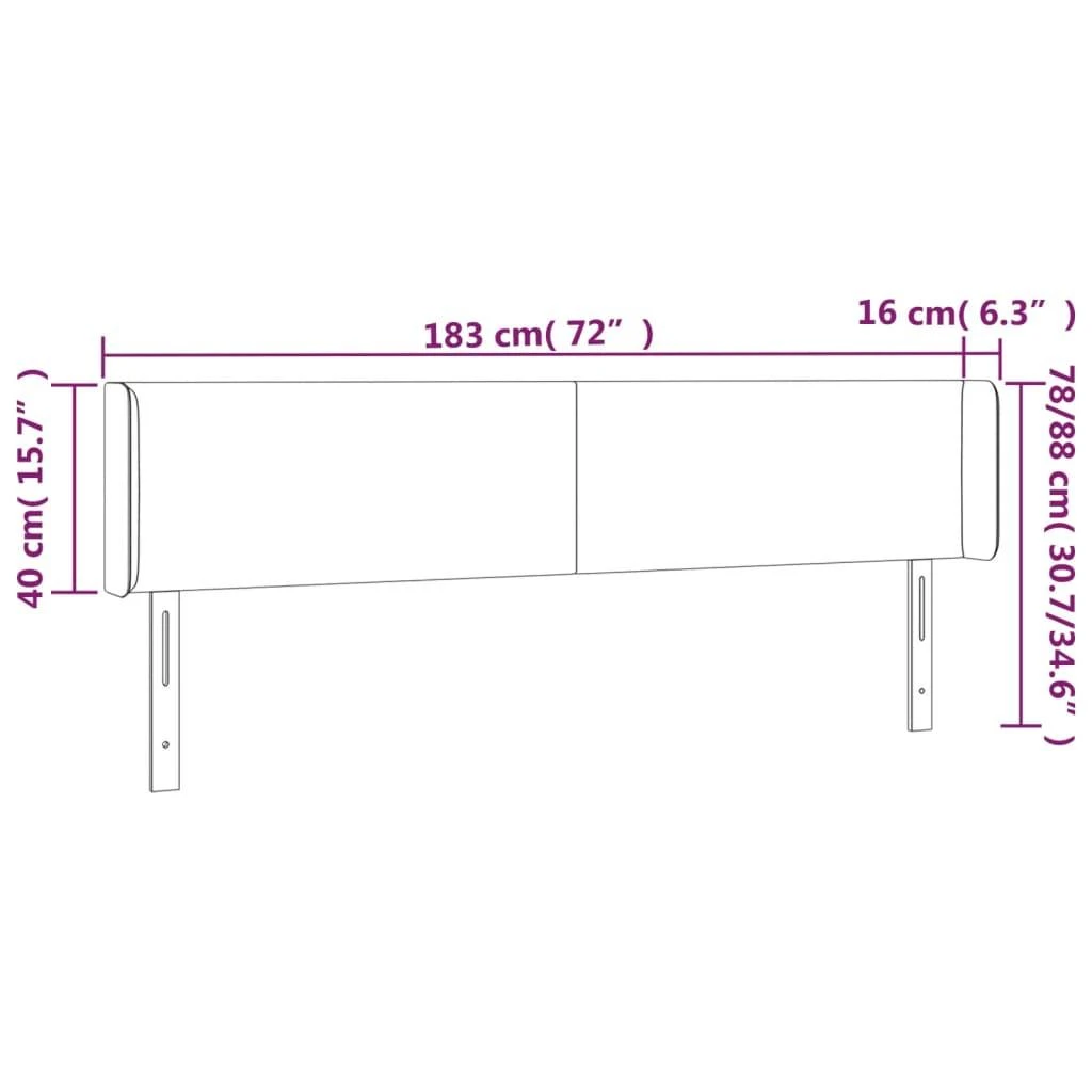 Galvūgalis su LED, tamsiai pilkas, 183x16x78/88cm, aksomas