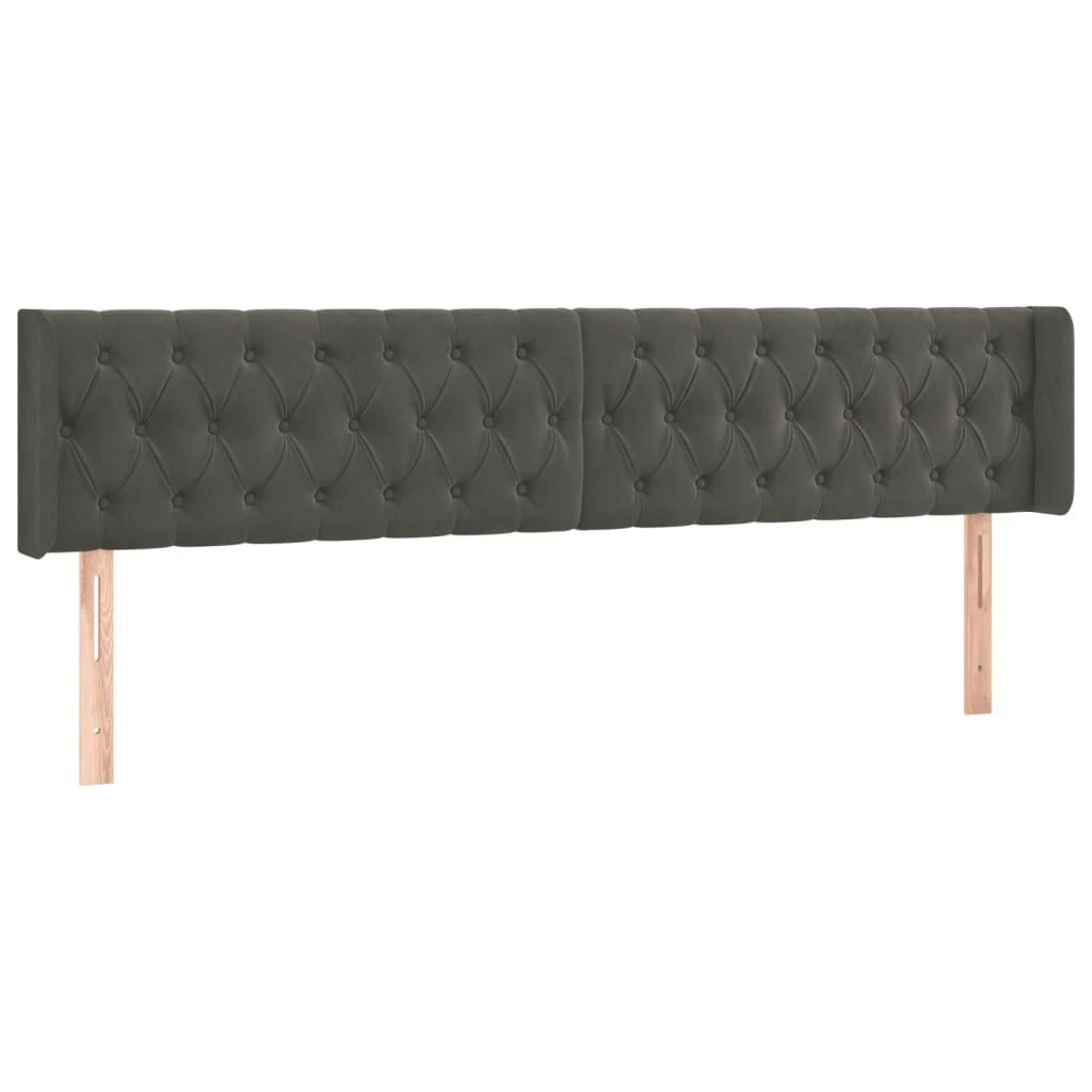 Galvūgalis su LED, tamsiai pilkas, 183x16x78/88cm, aksomas