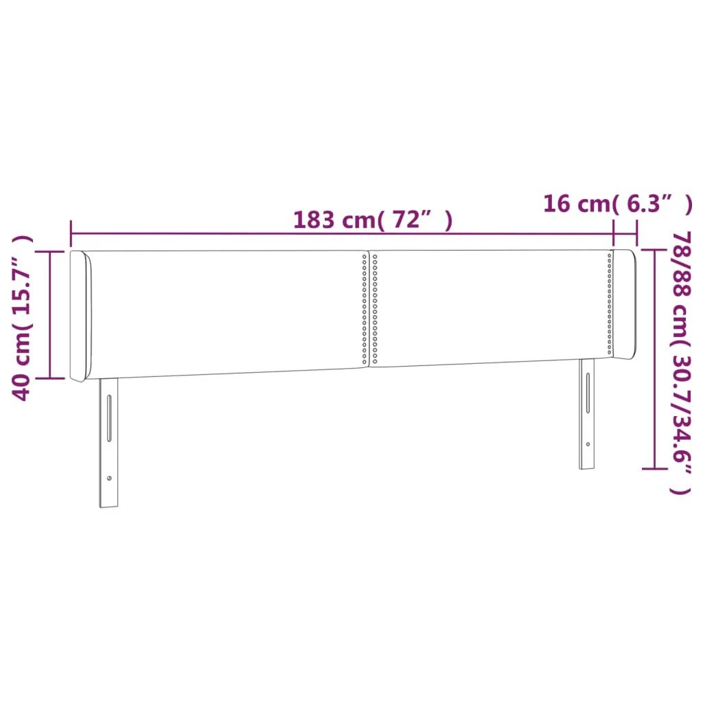 Galvūgalis su LED, tamsiai pilkas, 183x16x78/88cm, aksomas