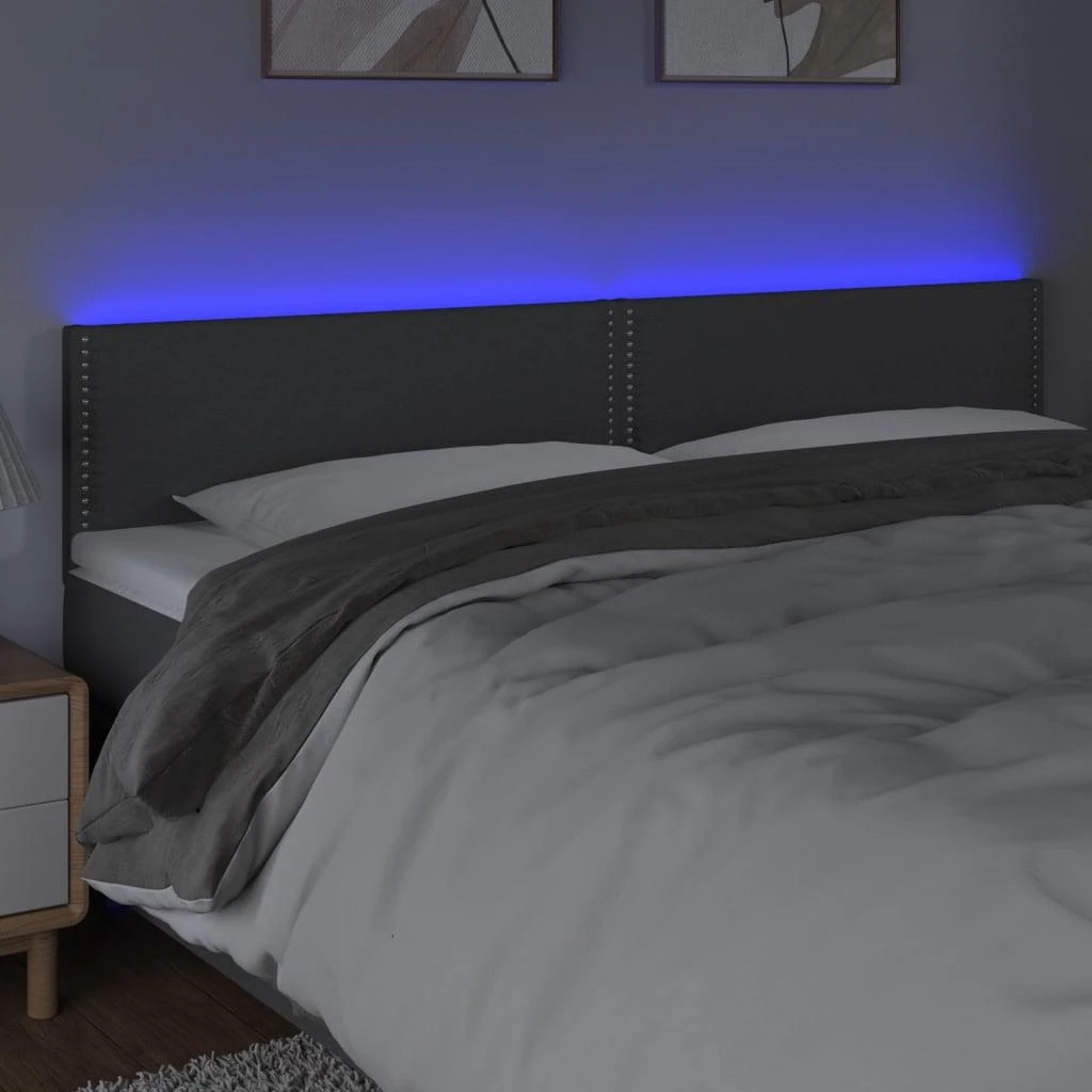 Galvūgalis su LED, tamsiai pilkas, 200x5x78/88cm, audinys