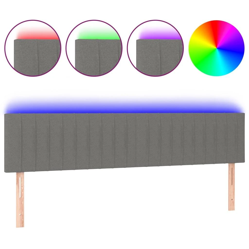 Galvūgalis su LED, tamsiai pilkas, 200x5x78/88cm, audinys