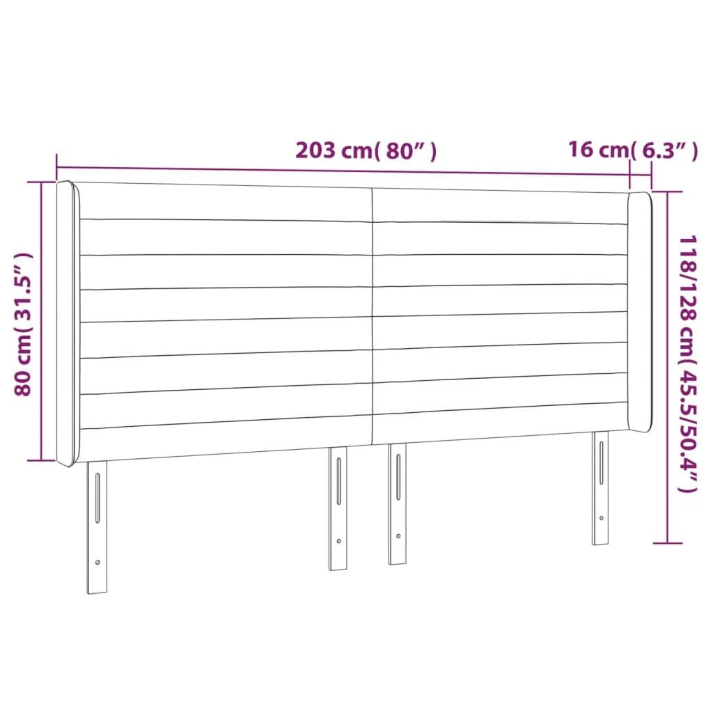 Galvūgalis su LED, tamsiai pilkas, 203x16x118/128cm, audinys