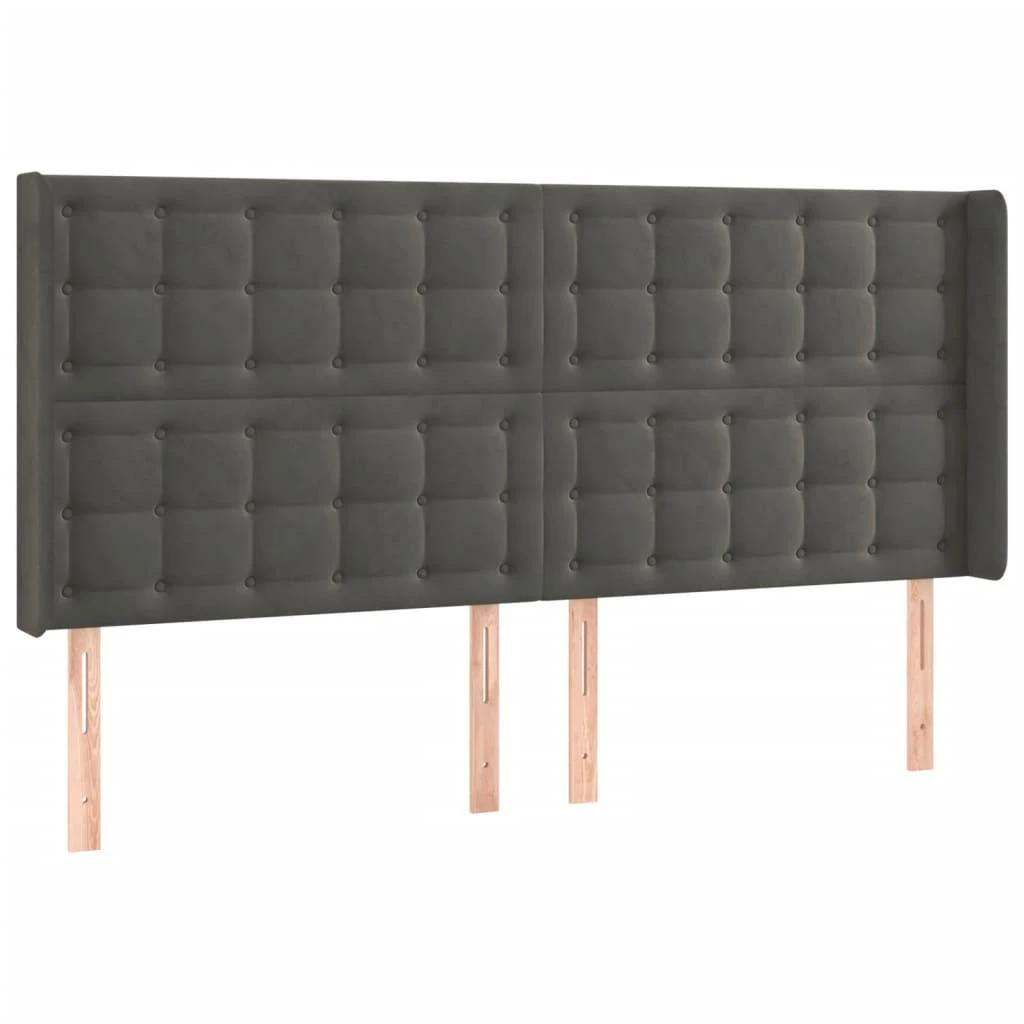 Galvūgalis su LED, tamsiai pilkas, 203x16x118/128cm, aksomas