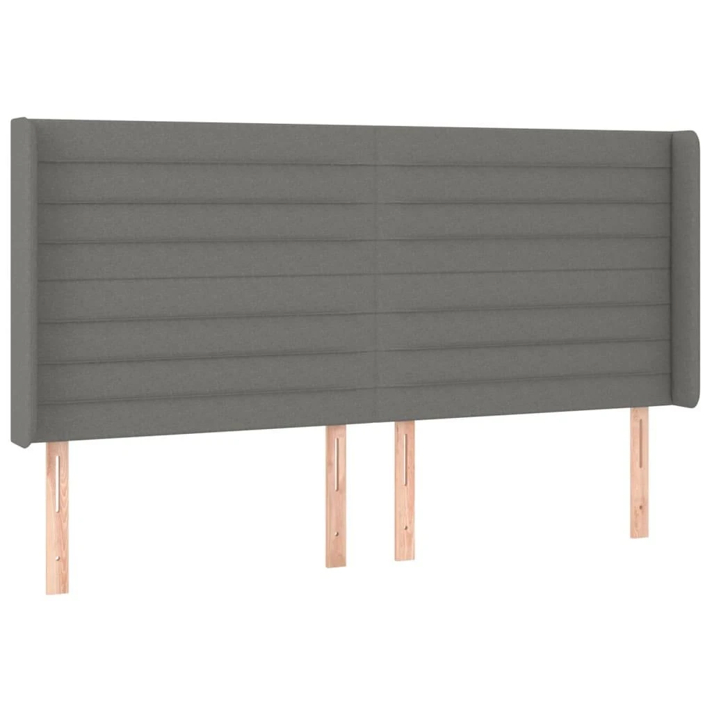 Galvūgalis su LED, tamsiai pilkas, 203x16x118/128cm, audinys