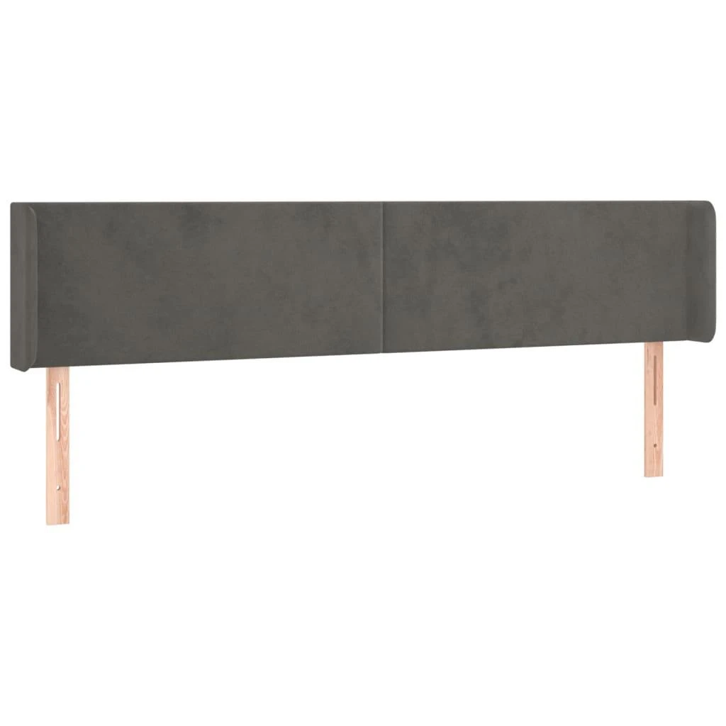 Galvūgalis su LED, tamsiai pilkas, 203x16x78/88cm, aksomas