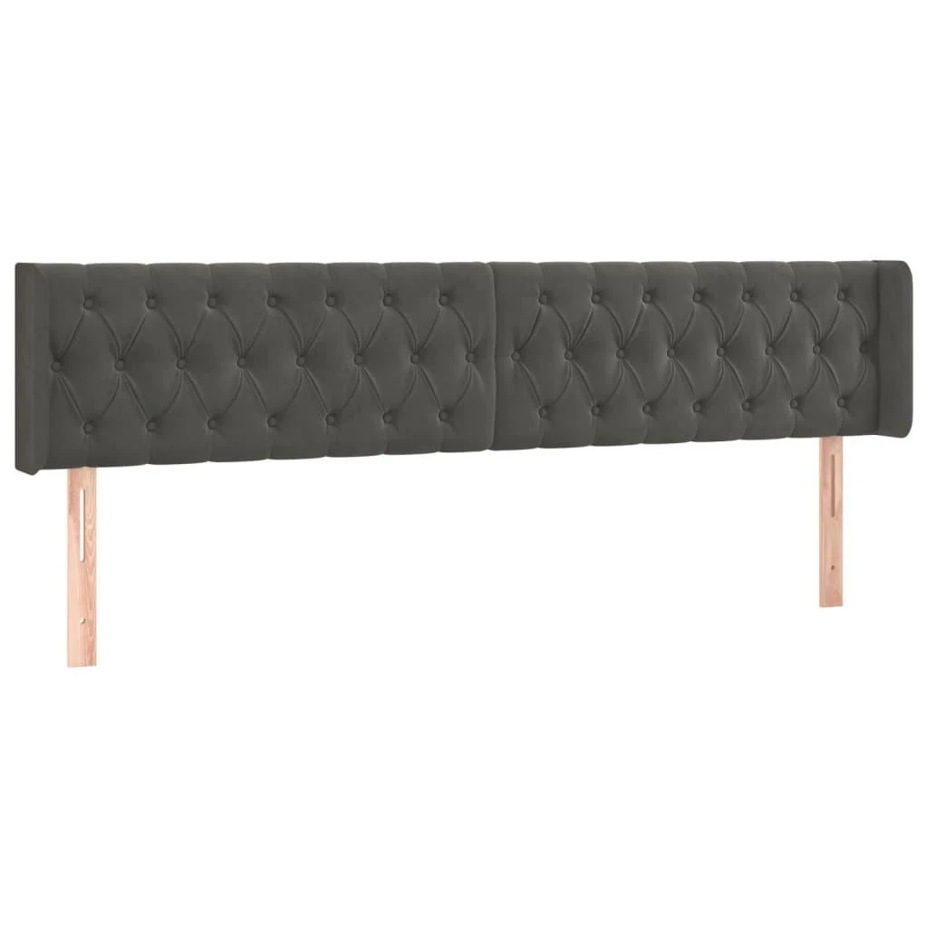 Galvūgalis su LED, tamsiai pilkas, 203x16x78/88cm, aksomas