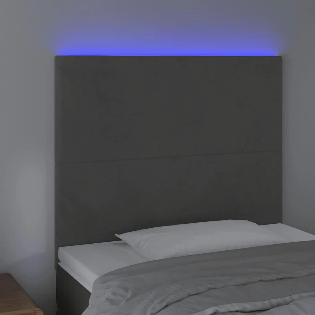 Galvūgalis su LED, tamsiai pilkas, 80x5x118/128cm, aksomas