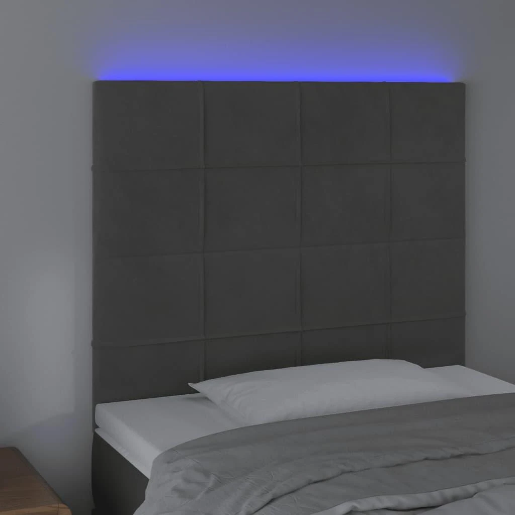 Galvūgalis su LED, tamsiai pilkas, 80x5x118/128cm, aksomas