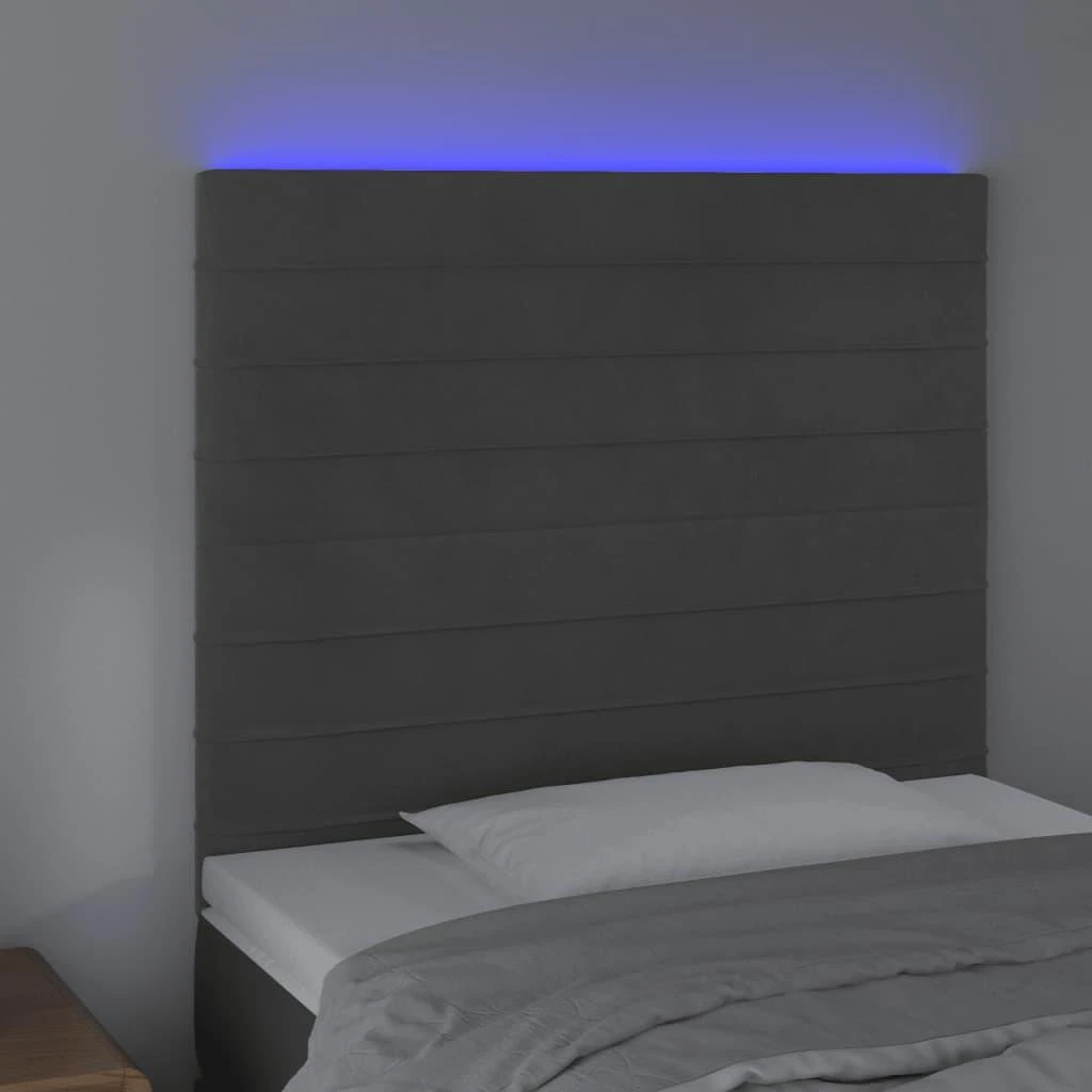 Galvūgalis su LED, tamsiai pilkas, 80x5x118/128cm, aksomas