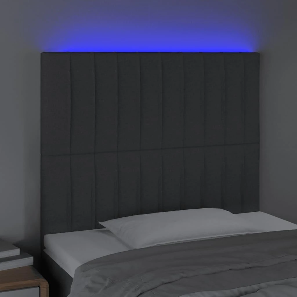 Galvūgalis su LED, tamsiai pilkas, 80x5x118/128cm, audinys