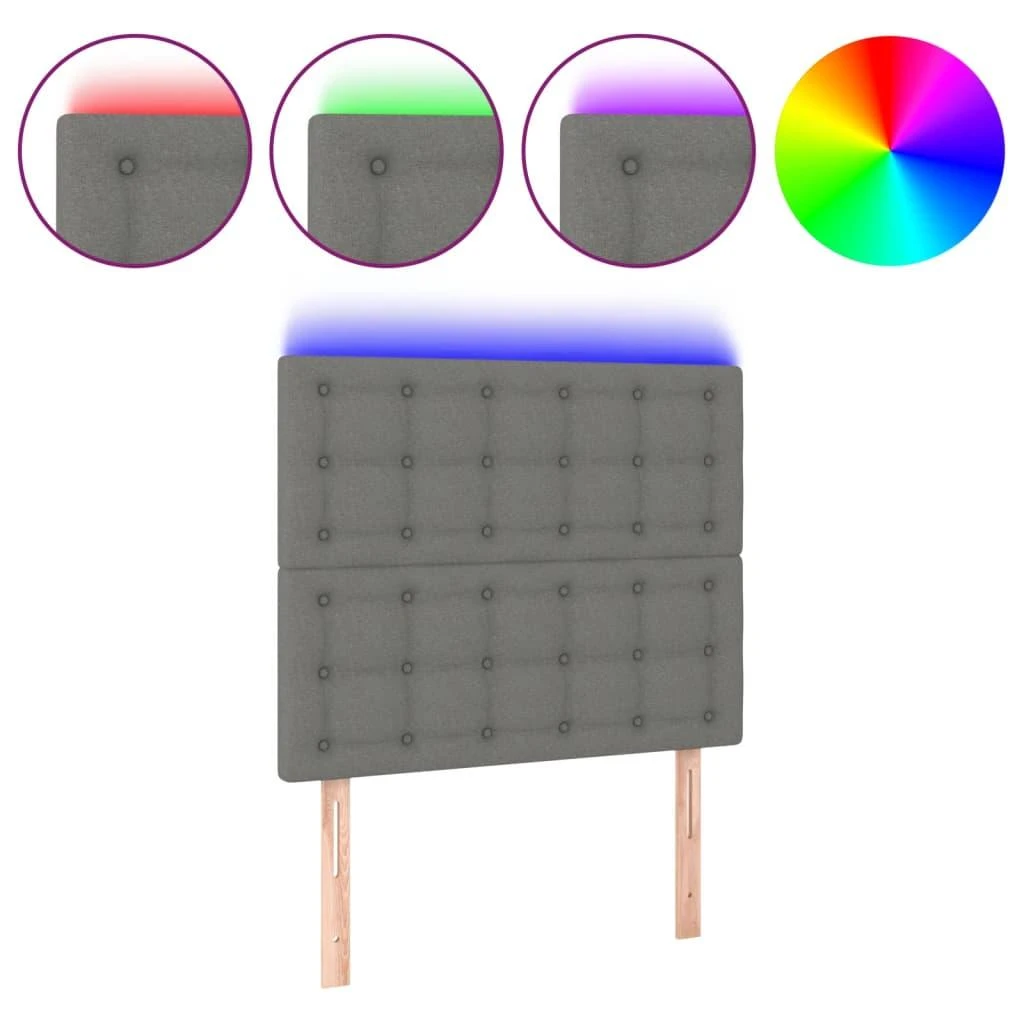 Galvūgalis su LED, tamsiai pilkas, 80x5x118/128cm, audinys