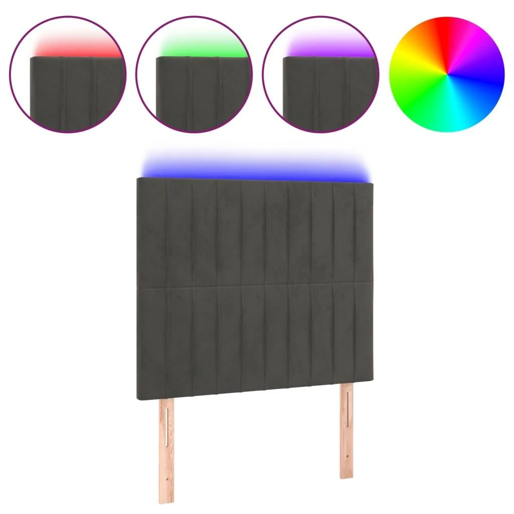 Galvūgalis su LED, tamsiai pilkas, 80x5x118/128cm, aksomas