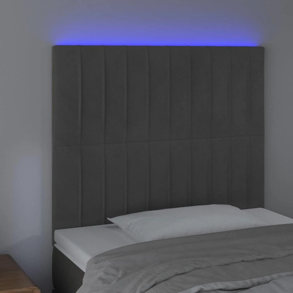 Galvūgalis su LED, tamsiai pilkas, 80x5x118/128cm, aksomas