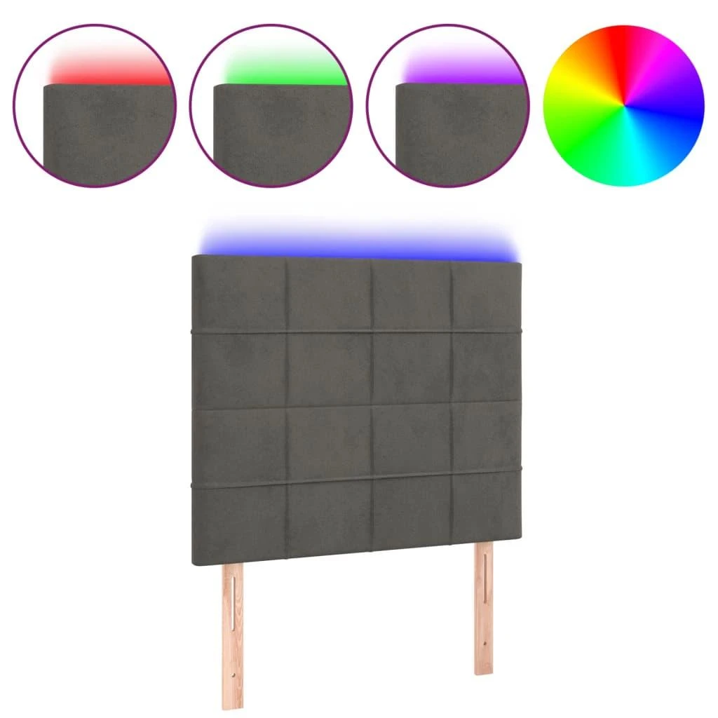 Galvūgalis su LED, tamsiai pilkas, 80x5x118/128cm, aksomas