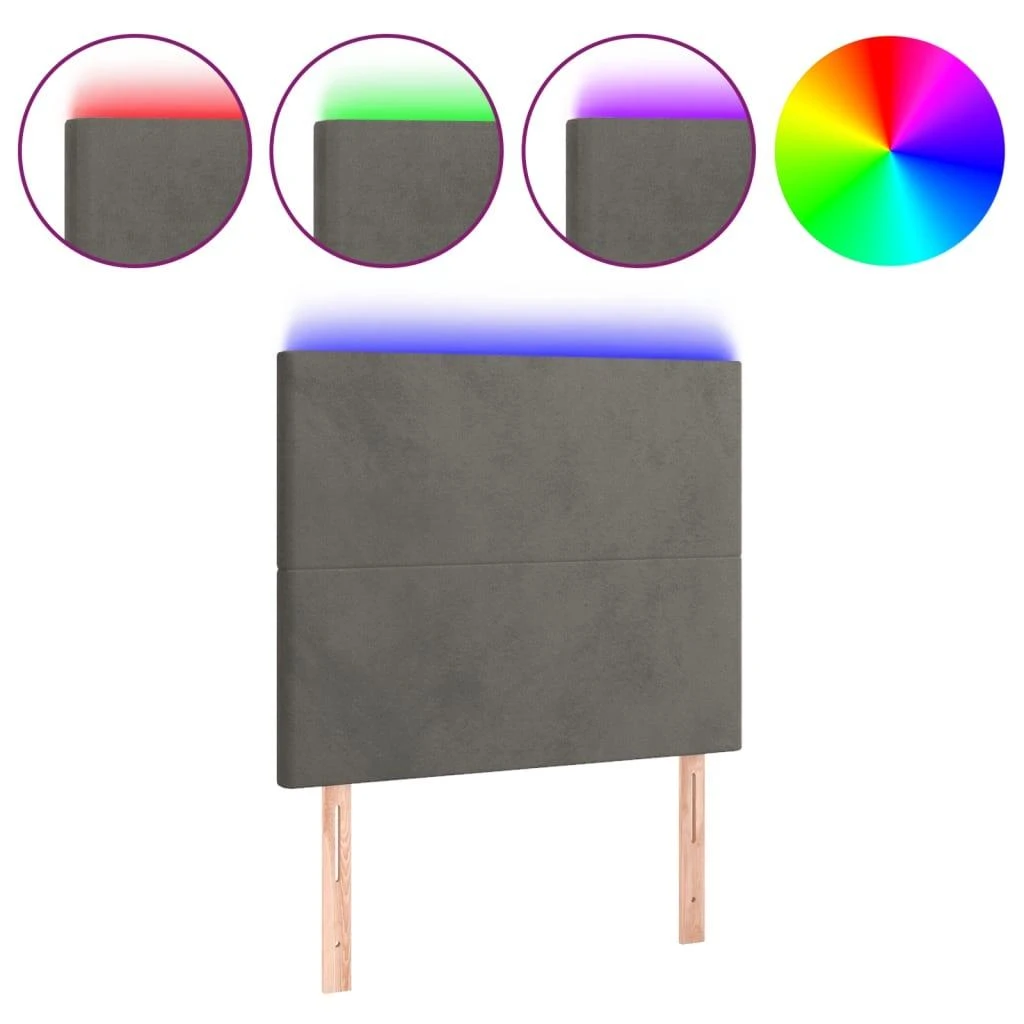 Galvūgalis su LED, tamsiai pilkas, 80x5x118/128cm, aksomas