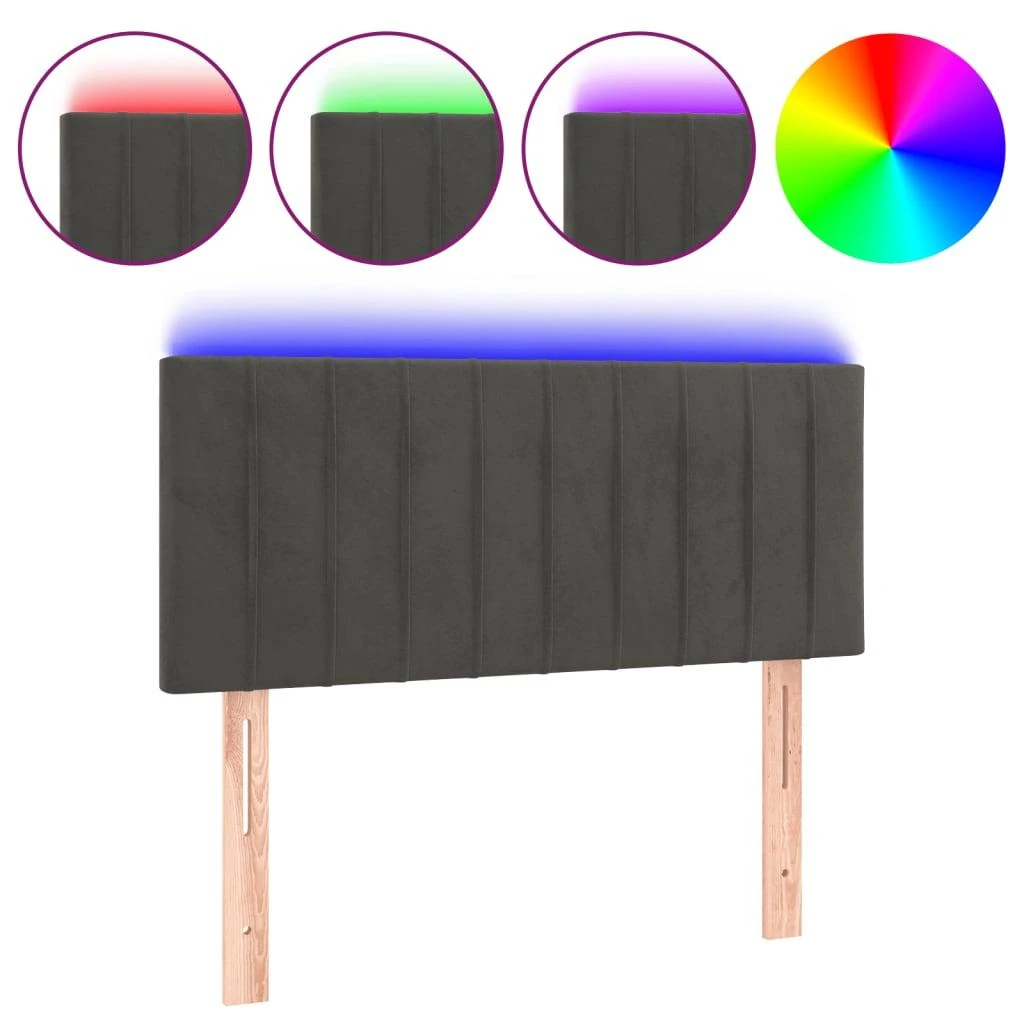 Galvūgalis su LED, tamsiai pilkas, 80x5x78/88cm, aksomas