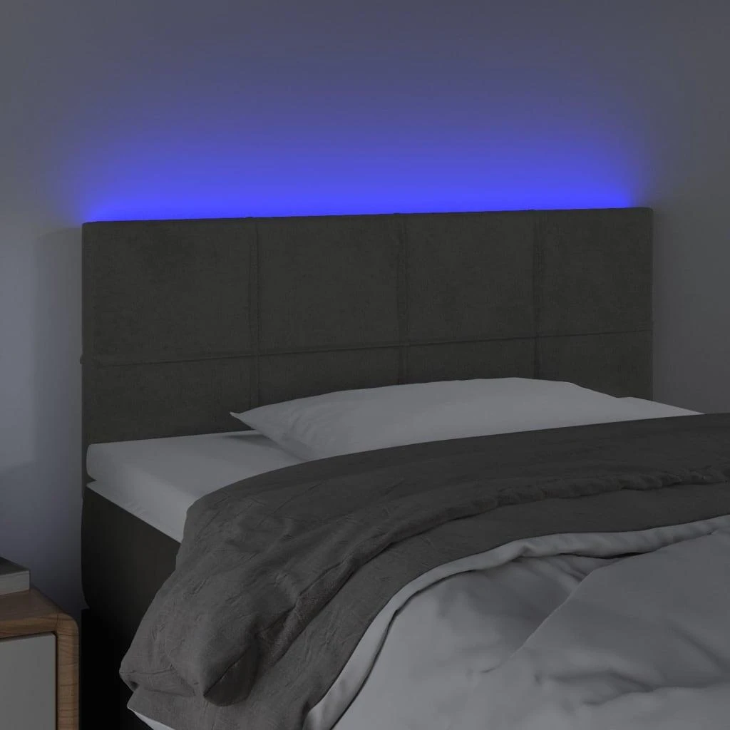 Galvūgalis su LED, tamsiai pilkas, 80x5x78/88cm, aksomas