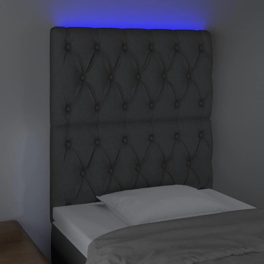 Galvūgalis su LED, tamsiai pilkas, 80x7x118/128cm, audinys