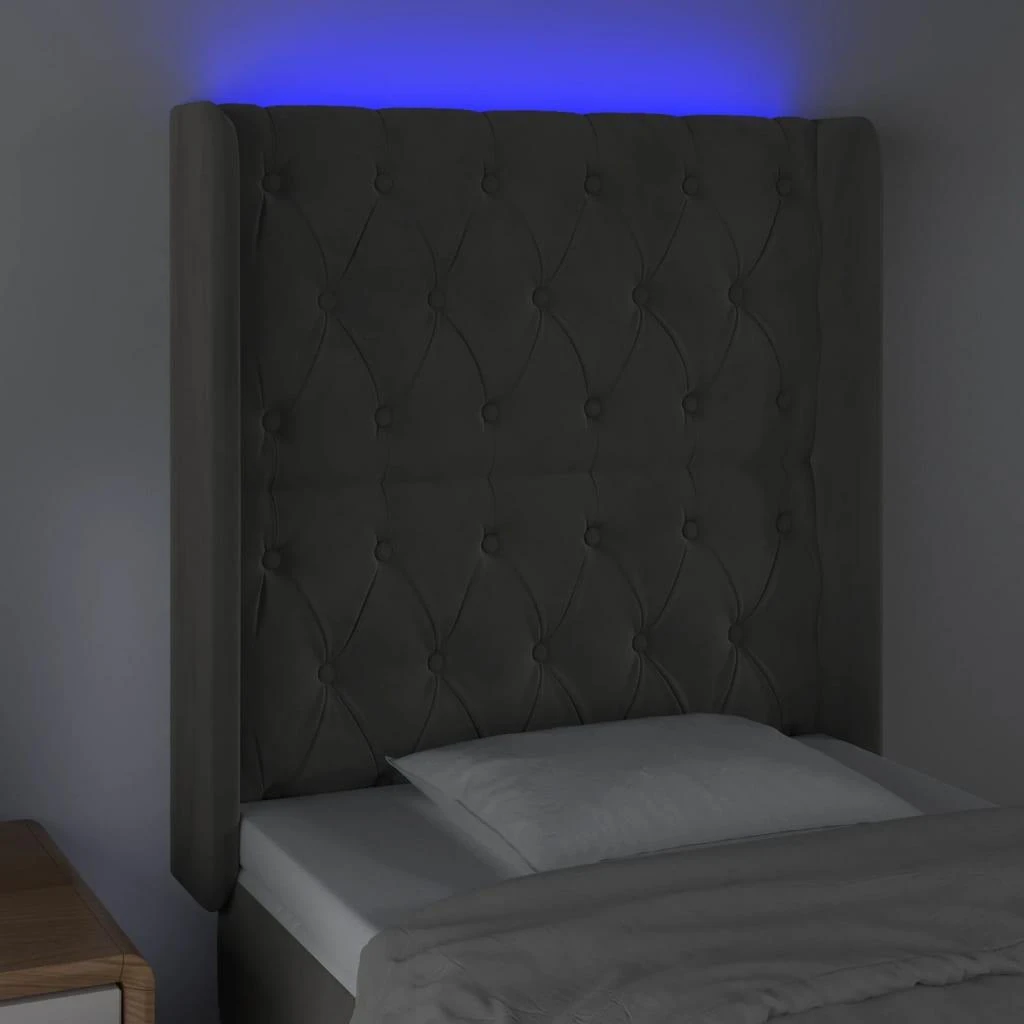 Galvūgalis su LED, tamsiai pilkas, 83x16x118/128cm, aksomas
