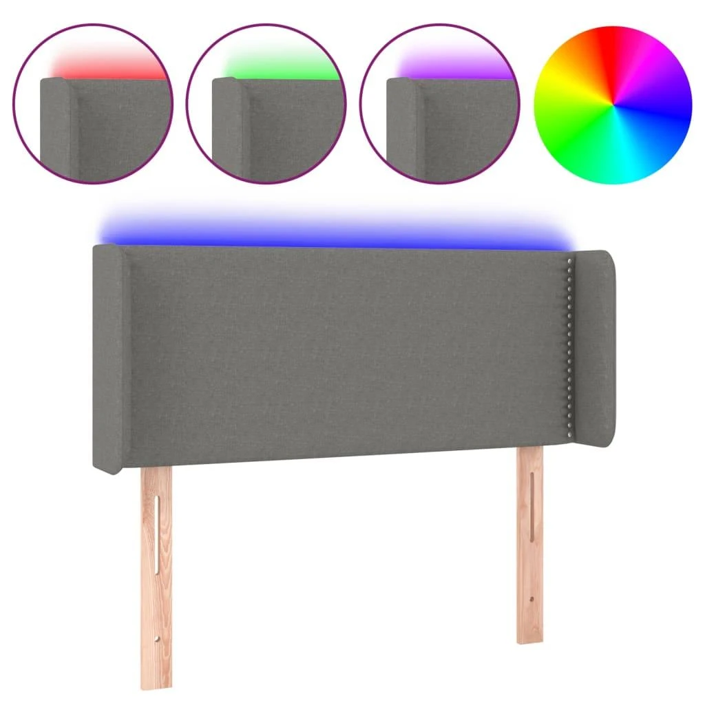 Galvūgalis su LED, tamsiai pilkas, 83x16x78/88cm, audinys
