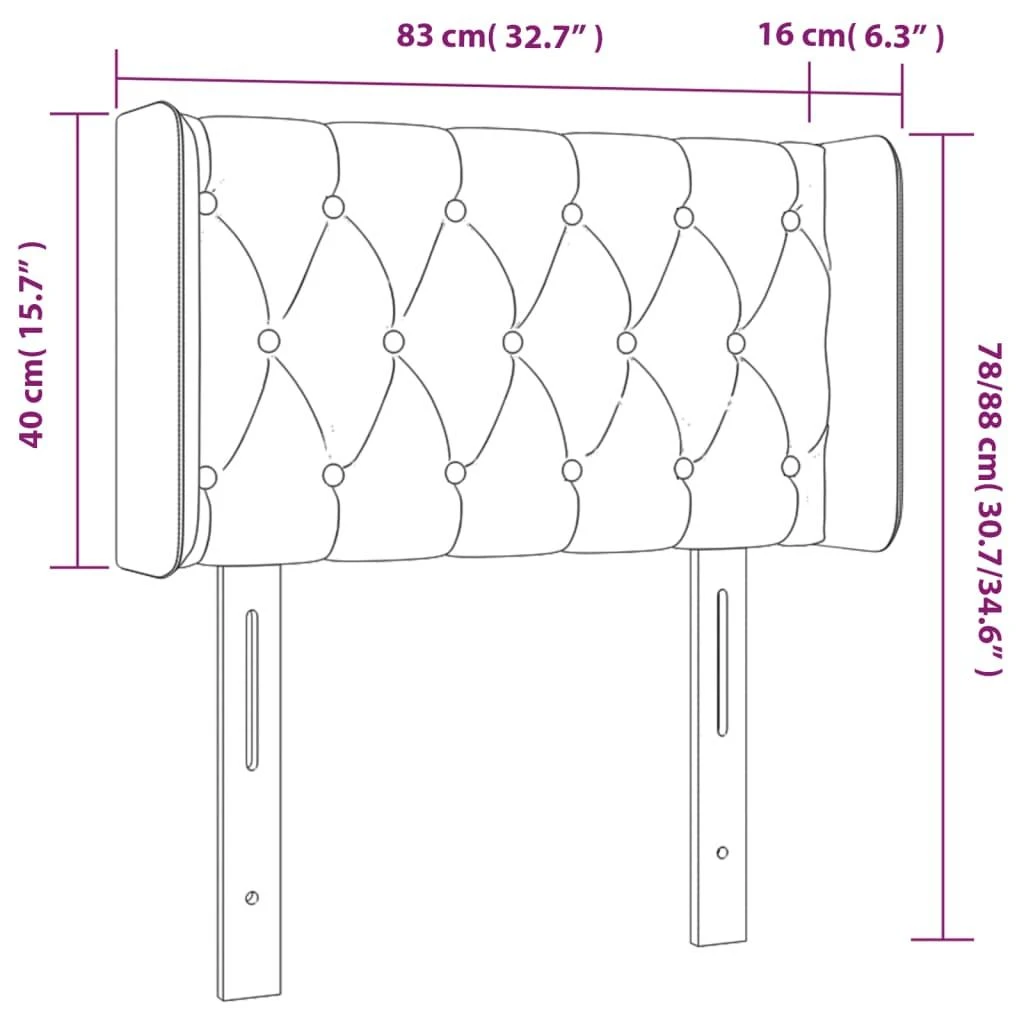 Galvūgalis su LED, tamsiai pilkas, 83x16x78/88cm, audinys
