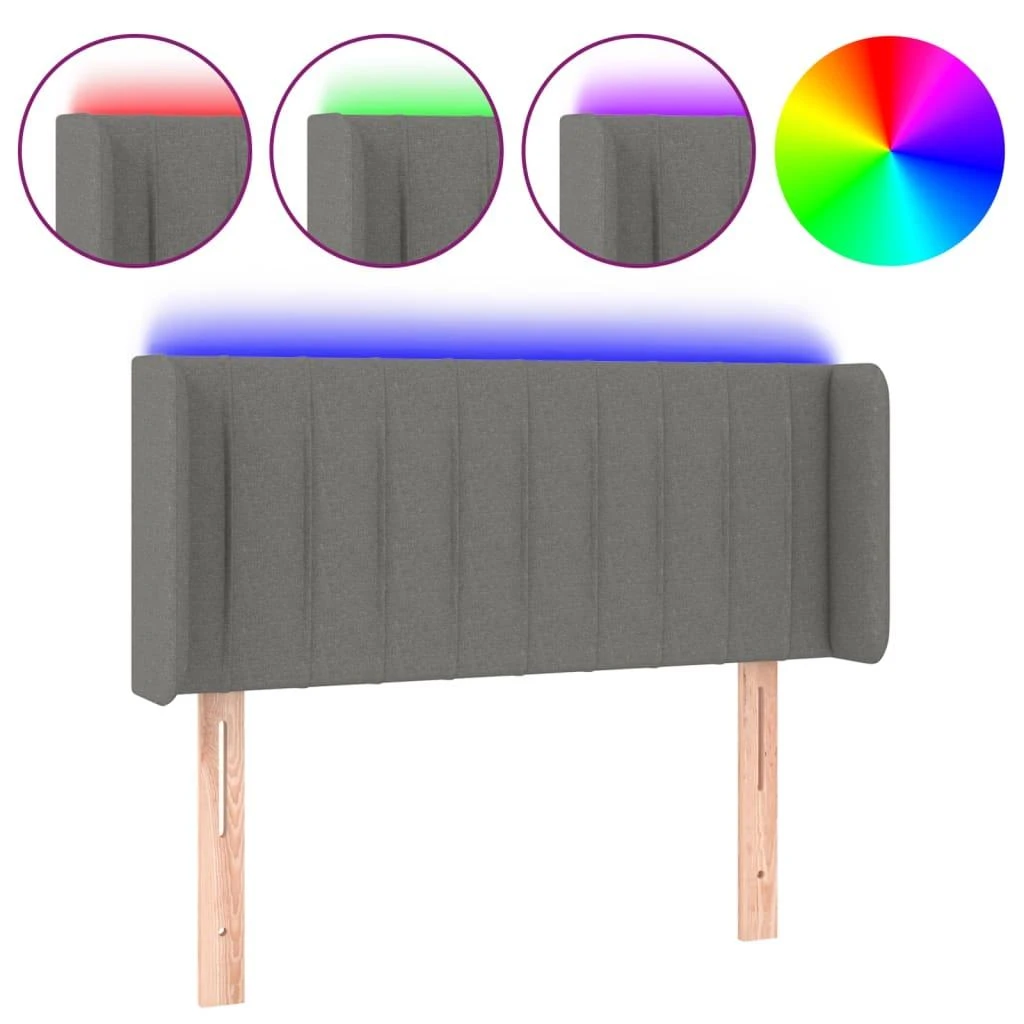 Galvūgalis su LED, tamsiai pilkas, 83x16x78/88cm, audinys