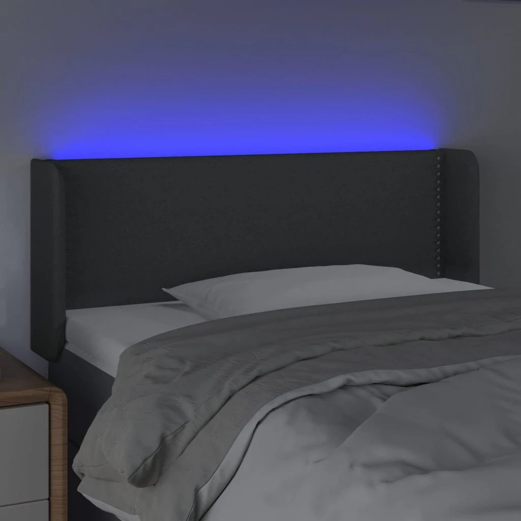 Galvūgalis su LED, tamsiai pilkas, 83x16x78/88cm, audinys