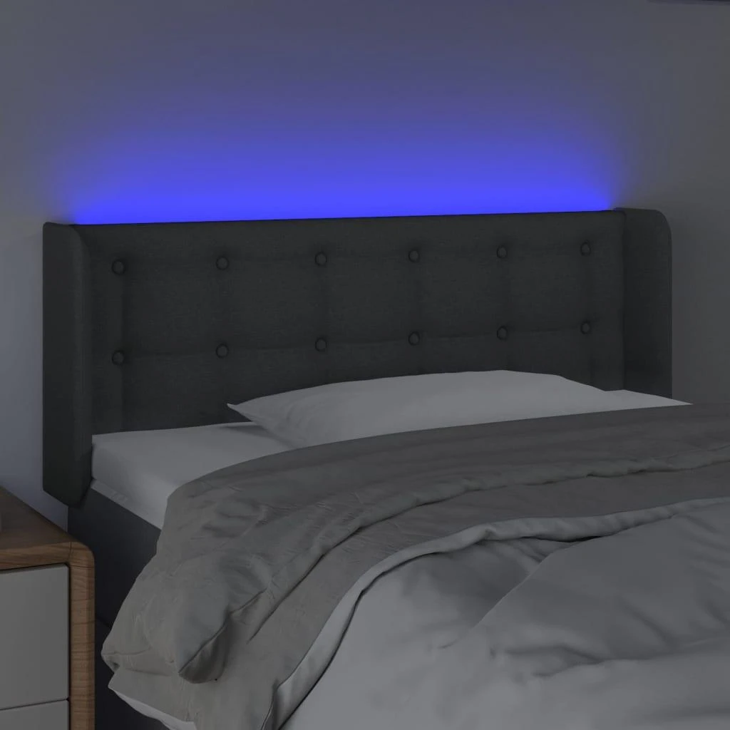 Galvūgalis su LED, tamsiai pilkas, 83x16x78/88cm, audinys