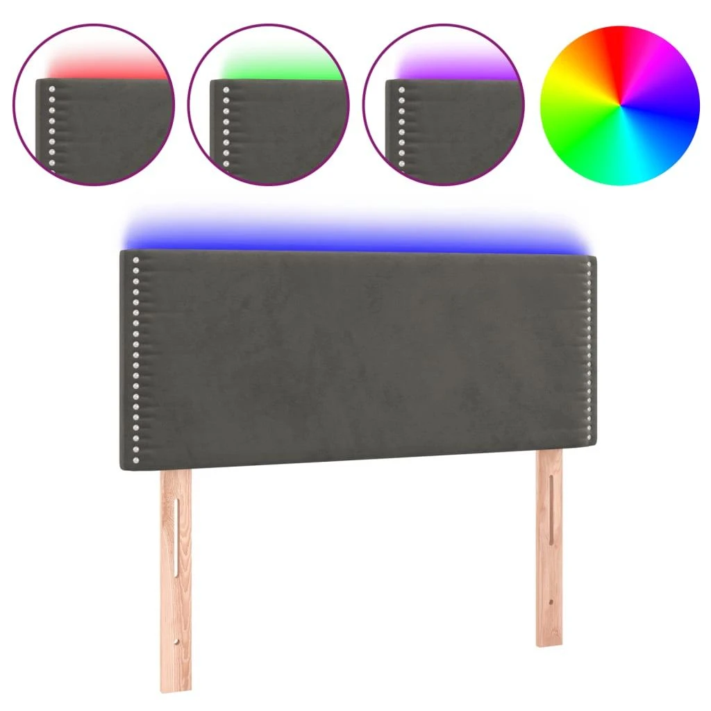 Galvūgalis su LED, tamsiai pilkas, 90x5x78/88cm,aksomas