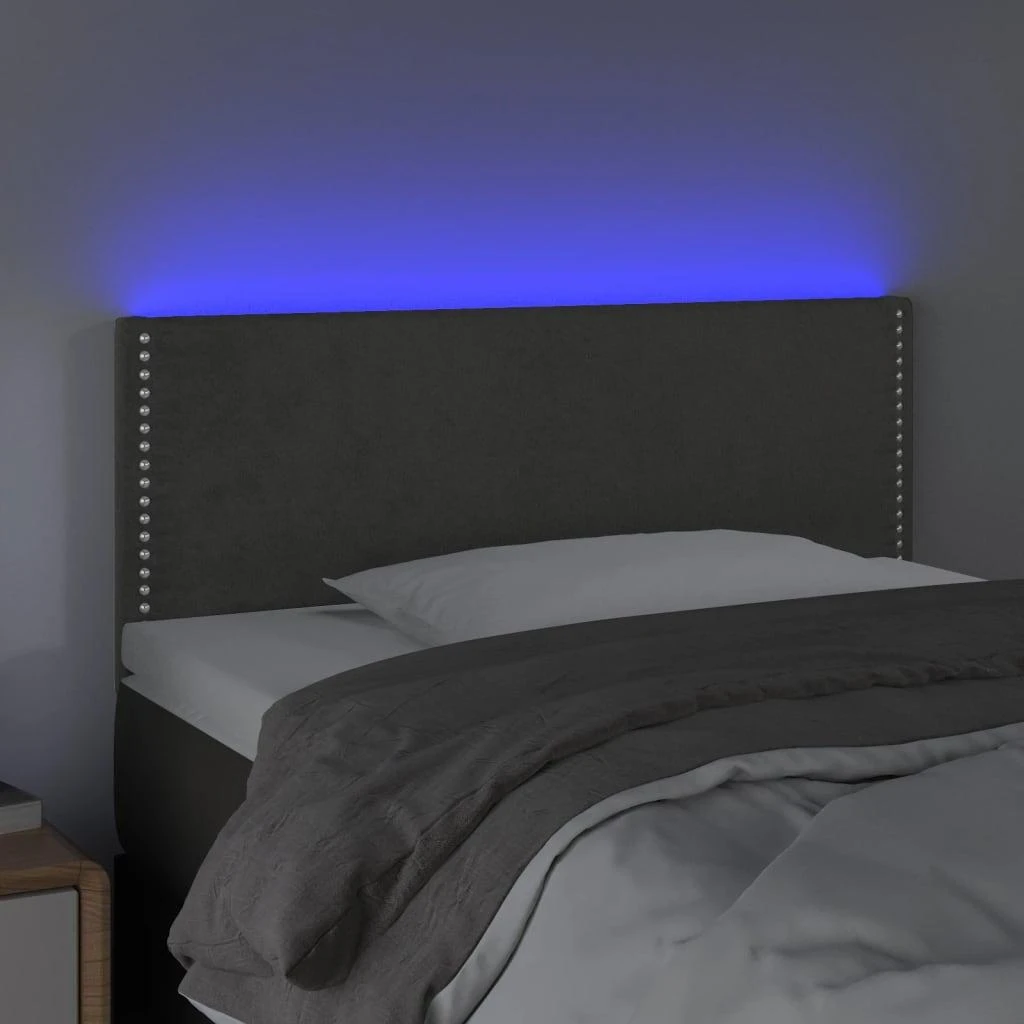Galvūgalis su LED, tamsiai pilkas, 90x5x78/88cm,aksomas