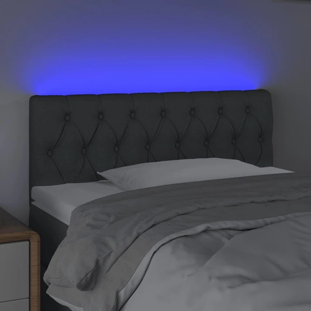 Galvūgalis su LED, tamsiai pilkas, 90x7x78/88cm, audinys