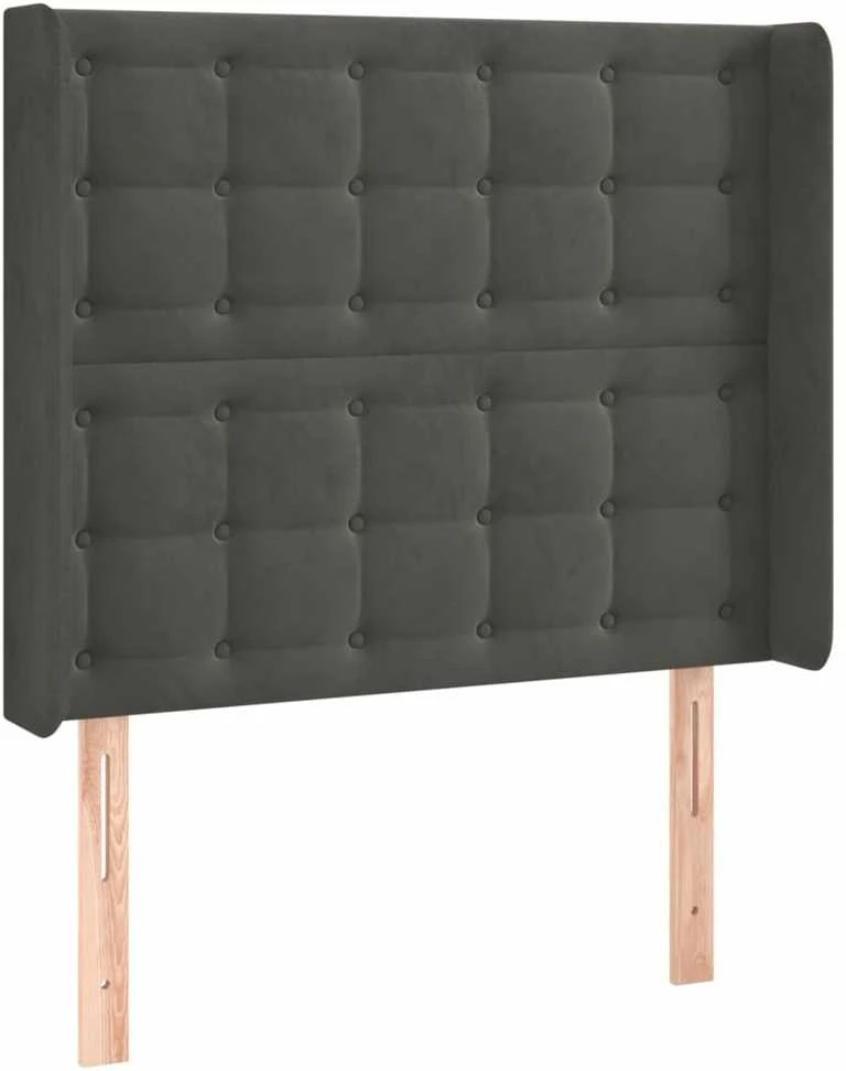 Galvūgalis su LED, tamsiai pilkas, 93x16x118/128cm, aksomas