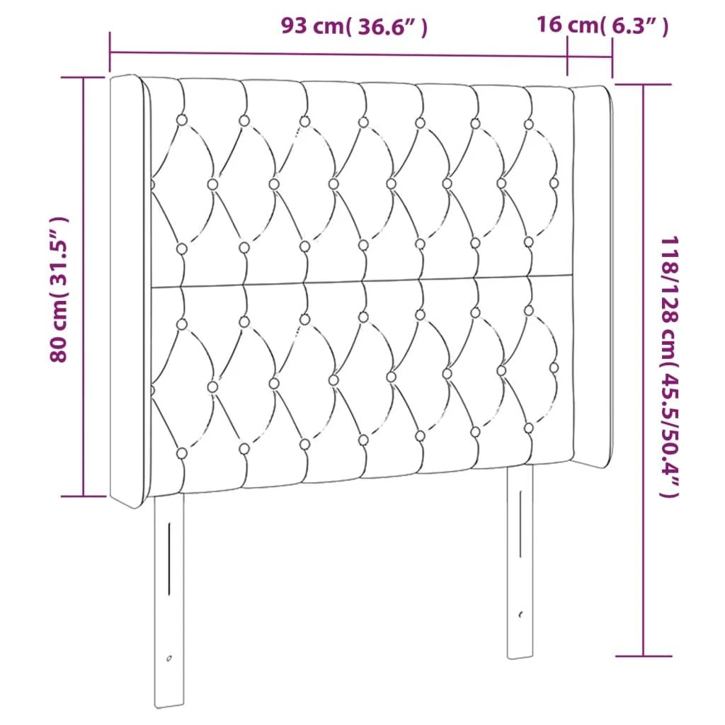 Galvūgalis su LED, tamsiai pilkas, 93x16x118/128cm, aksomas