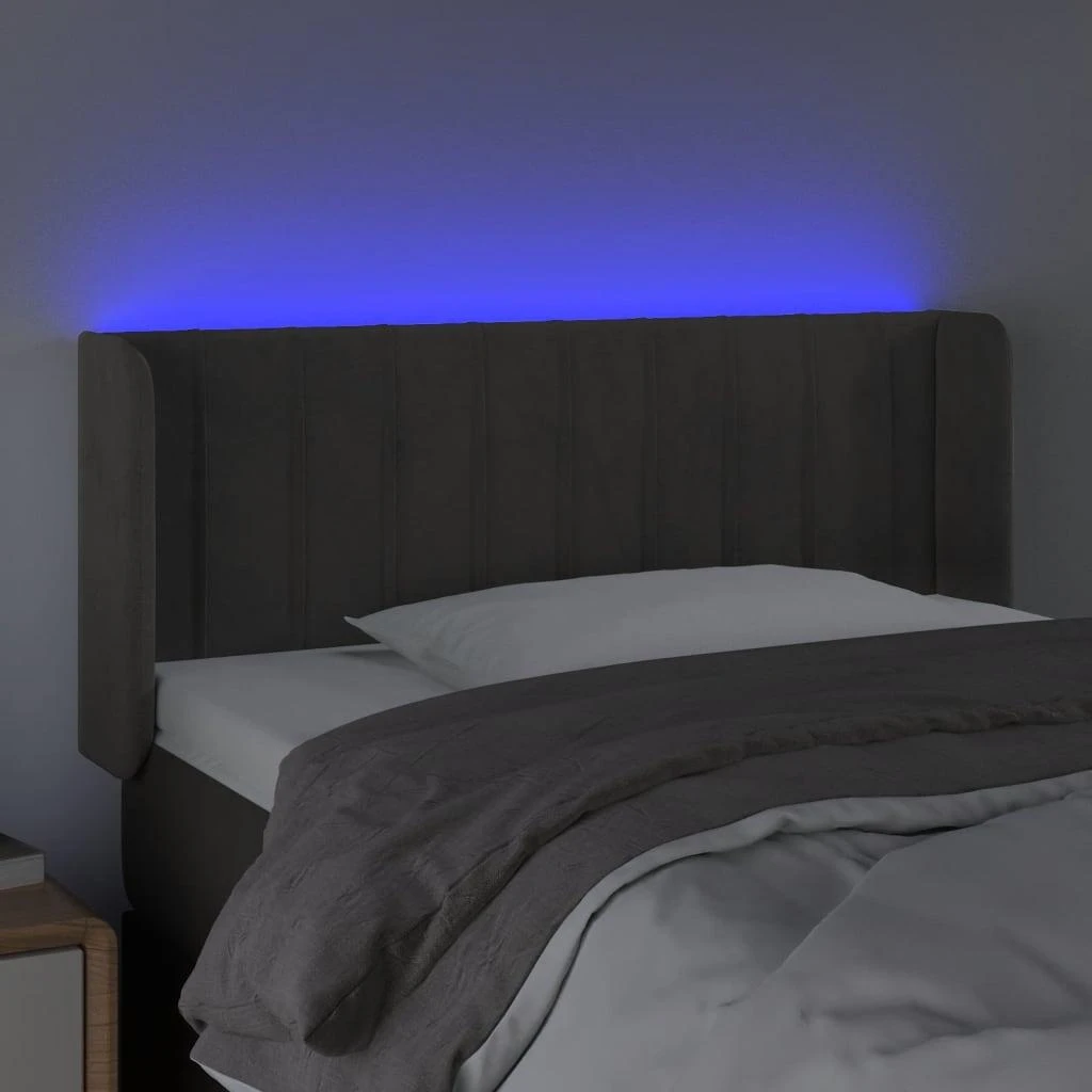 Galvūgalis su LED, tamsiai pilkas, 93x16x78/88cm, aksomas