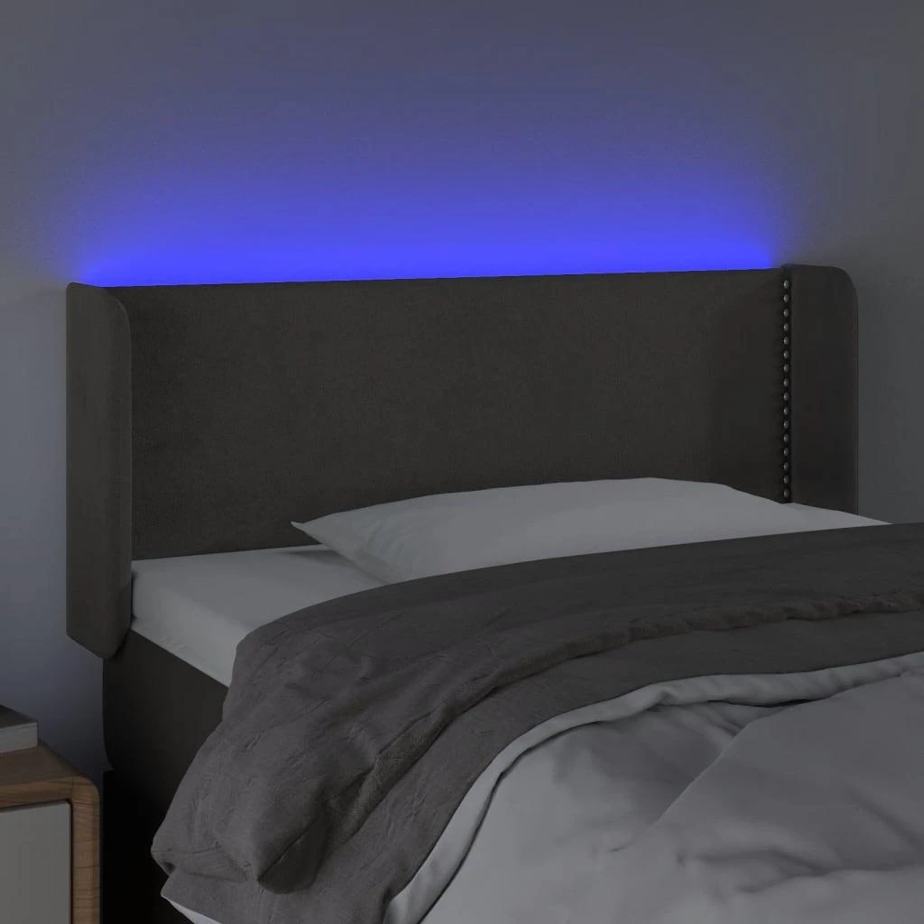 Galvūgalis su LED, tamsiai pilkas, 93x16x78/88cm, aksomas