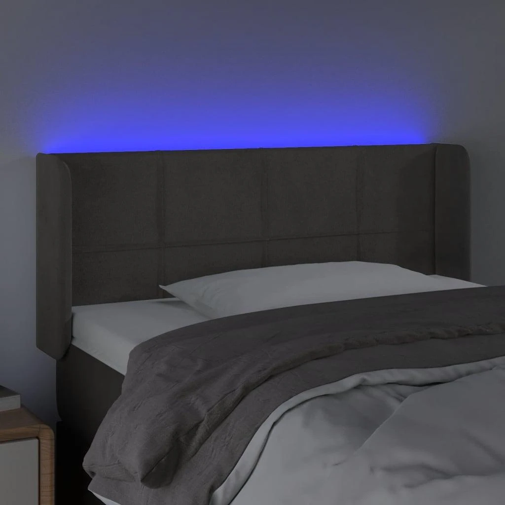 Galvūgalis su LED, tamsiai pilkas, 93x16x78/88cm, aksomas