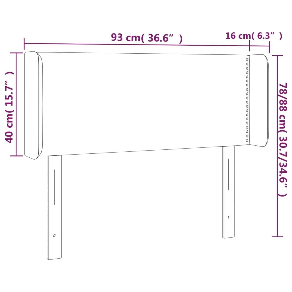 Galvūgalis su LED, tamsiai pilkas, 93x16x78/88cm, aksomas