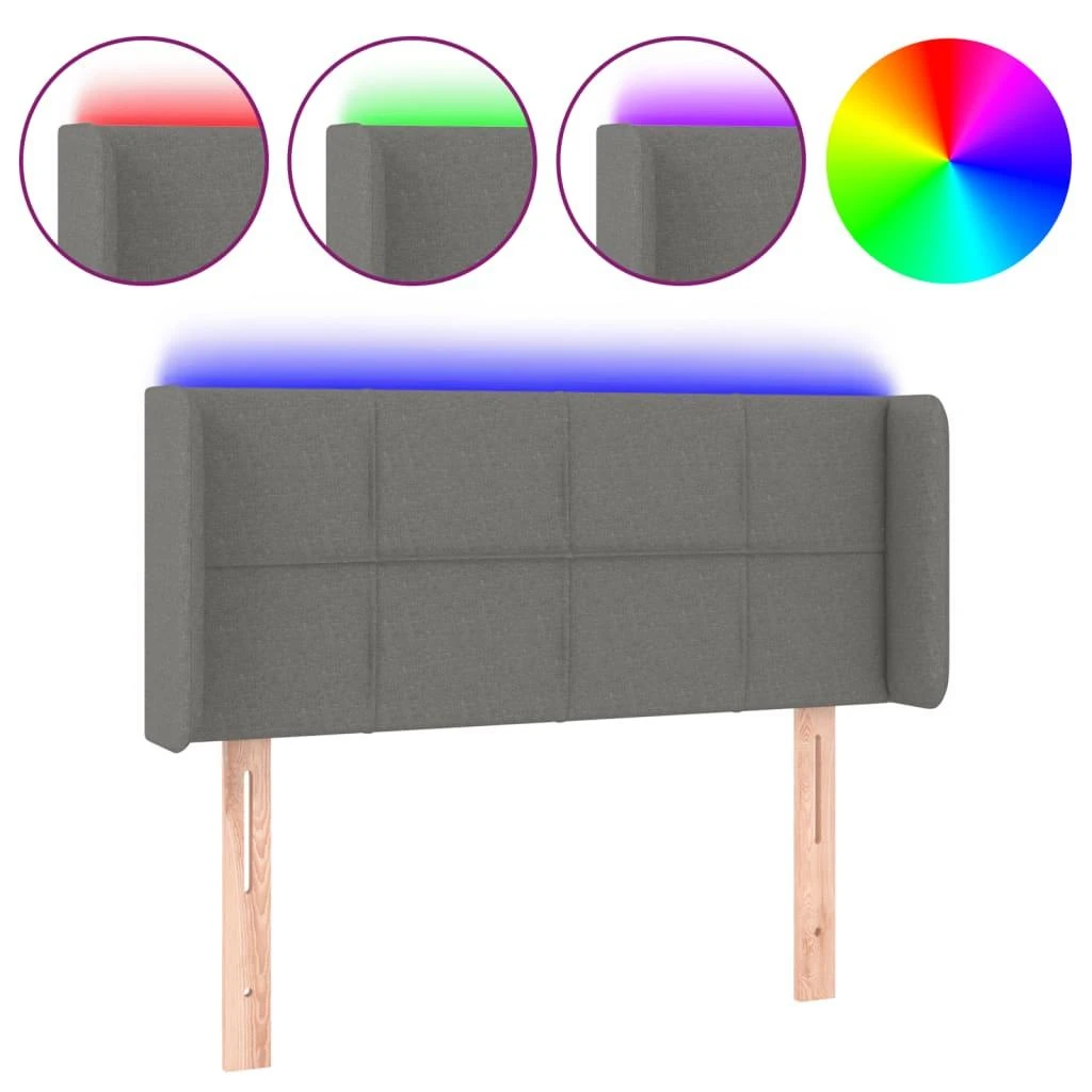 Galvūgalis su LED, tamsiai pilkas, 93x16x78/88cm, audinys