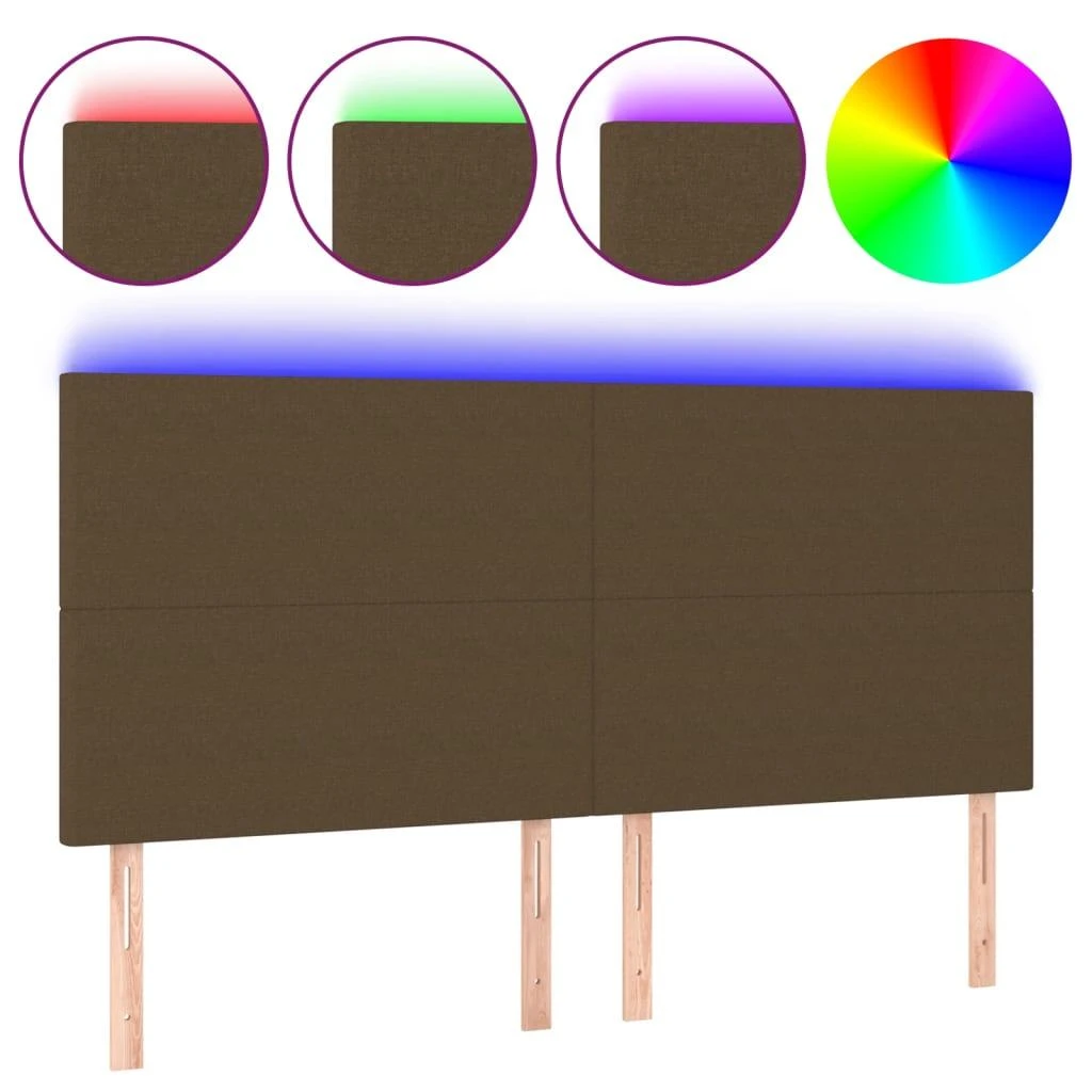 Galvūgalis su LED, tamsiai rudos, 200x5x118/128cm, audinys