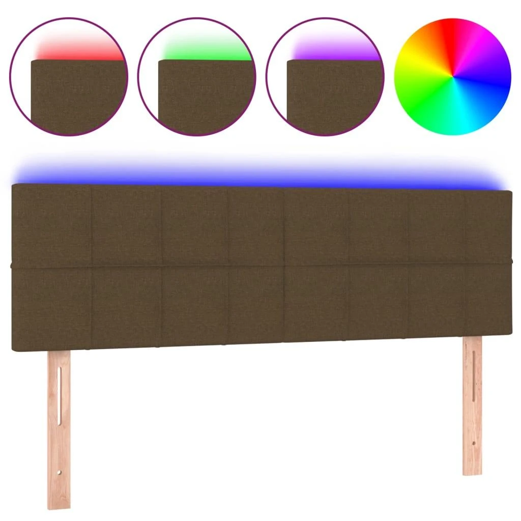 Galvūgalis su LED, tamsiai rudos spalvos, 144x5x78/88cm,audinys