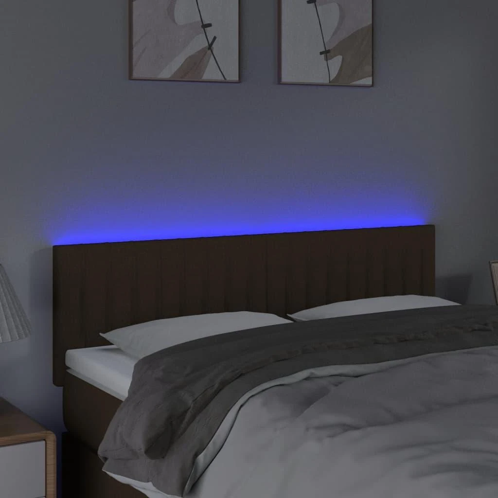 Galvūgalis su LED, tamsiai rudos spalvos, 144x5x78/88cm,audinys