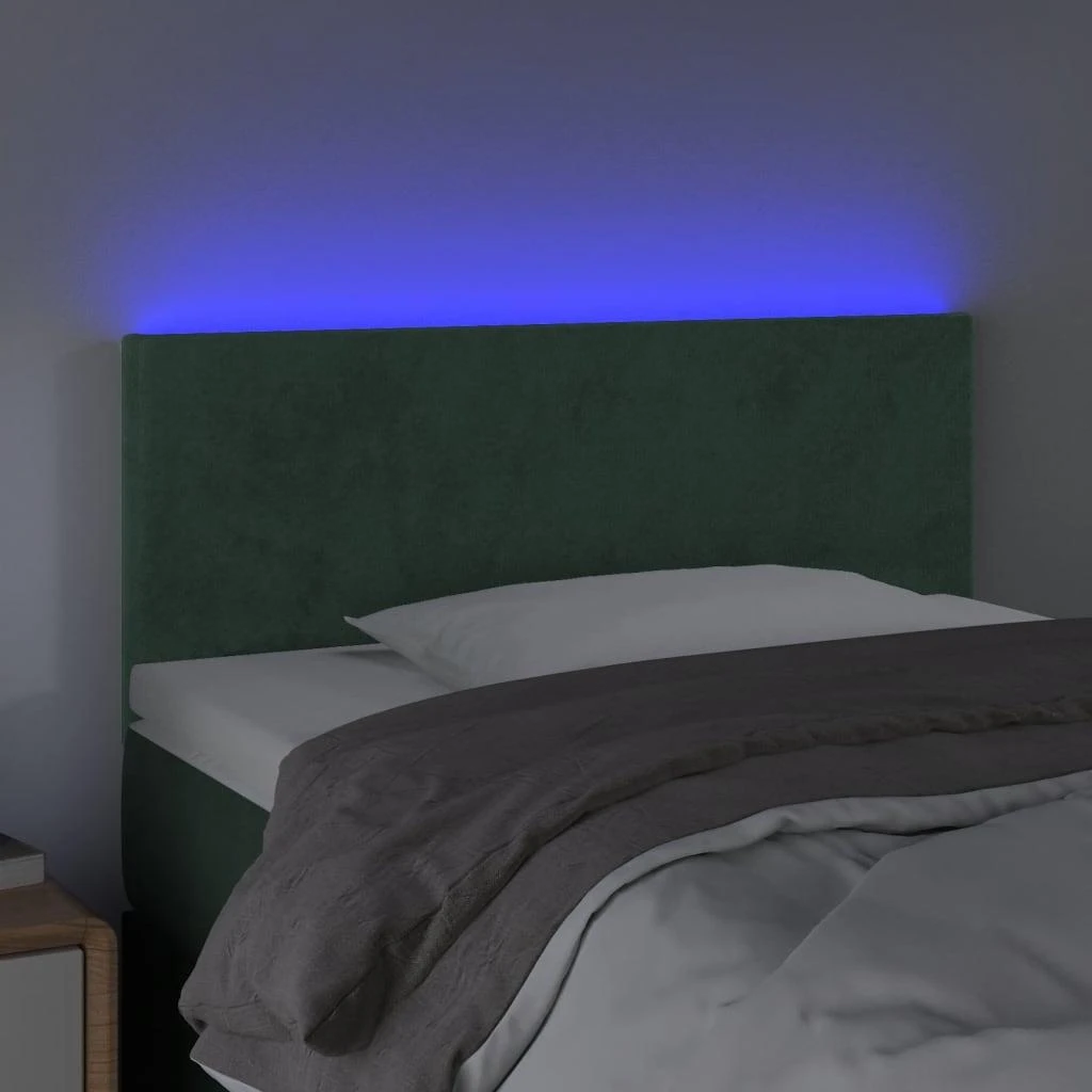 Galvūgalis su LED, tamsiai žalias, 100x5x78/88cm, aksomas